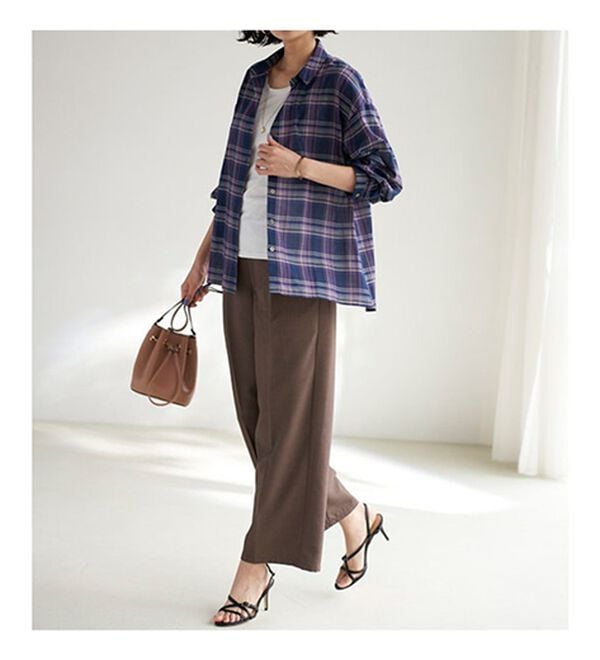 BELLUNA（ベルーナ）の「着るＵＶ対策！綿１００％デザインチェックシャツ（シャツ）」｜詳細画像