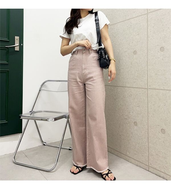 GeeRA（ジーラ）の「オリジナルパッチハイウエストデニム（ワイドパンツ・ガウチョ）」｜詳細画像