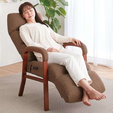 「脚までくつろぐ高さが調整できるレバー式高座椅子（椅子・チェア・スツール）」