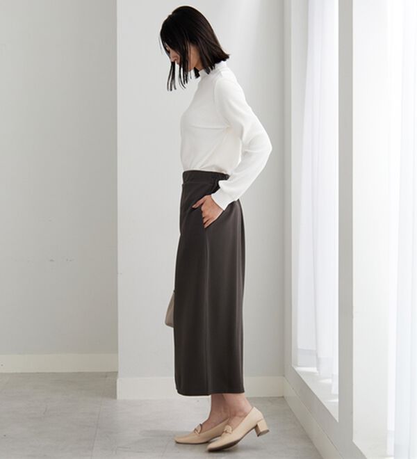 BELLUNA（ベルーナ）の「裏起毛素材ふくれジャカードナロースカート（ロングスカート）」｜詳細画像