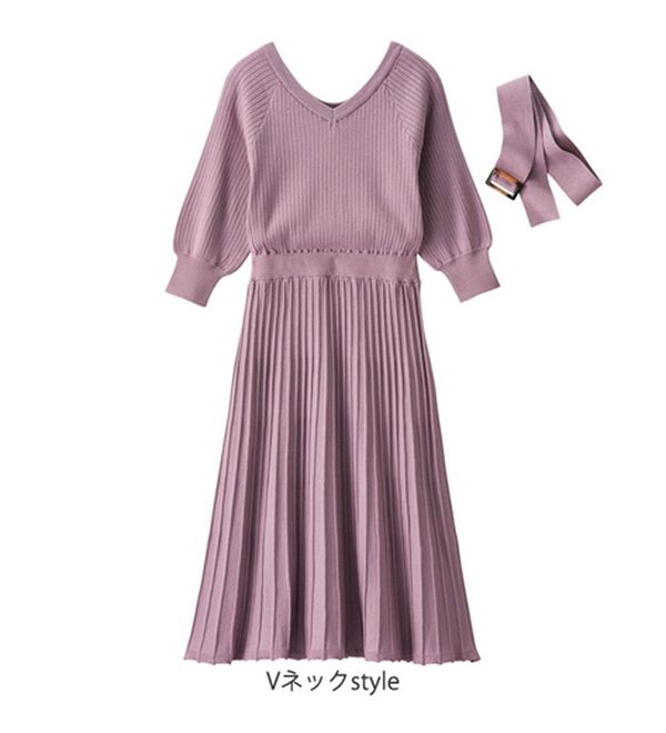 GeeRA（ジーラ）の「前後２ＷＡＹプリーツニットワンピース（ニットワンピース）」｜詳細画像