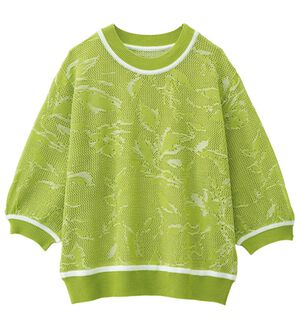 RANAN（ラナン）の「リーフ柄メッシュニット（ニット・セーター）」｜ライム系