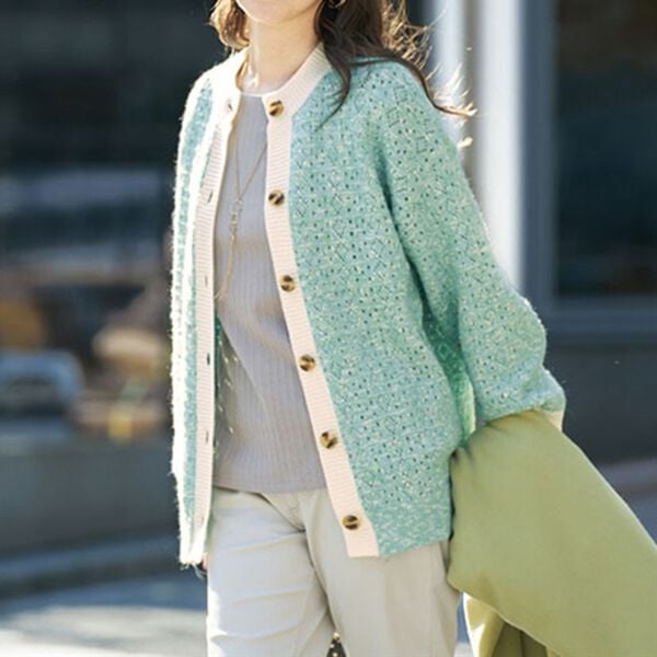 BELLUNA（ベルーナ）の「メランジニットゆったりカーディガン（ニットカーディガン）」｜詳細画像