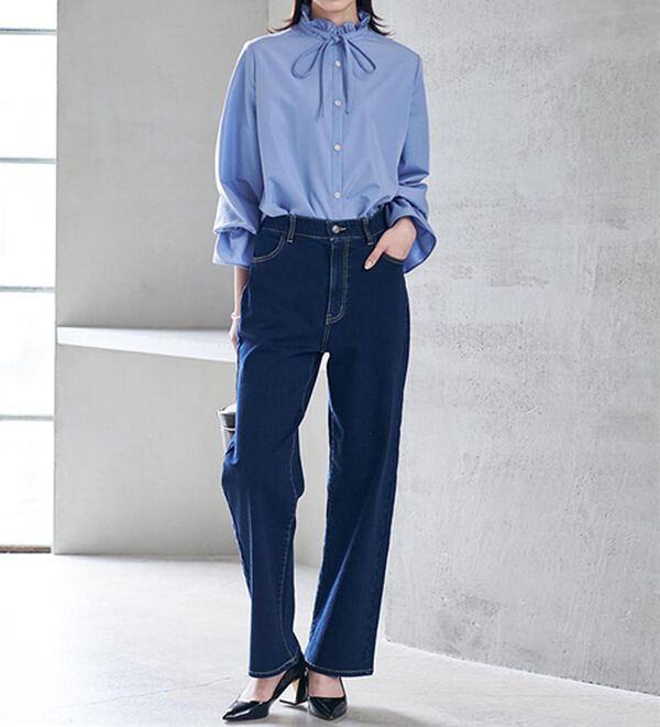 RANAN（ラナン）の「【裏起毛】ウエストゴムなのにスッキリ穿けるデニム（フルレングスパンツ）」｜詳細画像