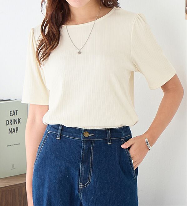 alotta（アロッタ）の「【イージーケア・UV対策】毎日着たい！ひんやりテレコリブTシャツ（Tシャツ）」｜詳細画像