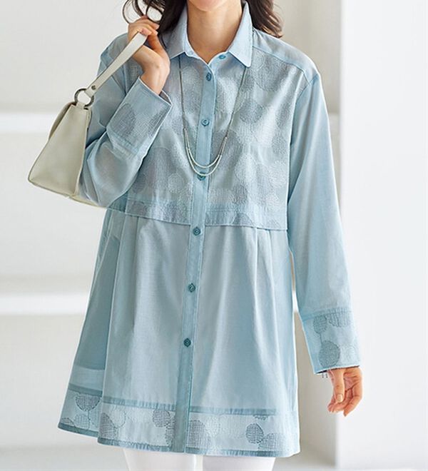 BELLUNA（ベルーナ）の「サークル刺しゅう切替シャツブラウス（チュニック）」｜詳細画像