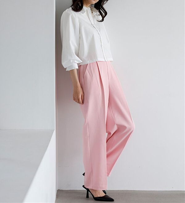 RANAN（ラナン）の「【選べる２丈】機能付！美脚シルエットセンタープレスワイドパンツ（フルレングスパンツ）」｜詳細画像