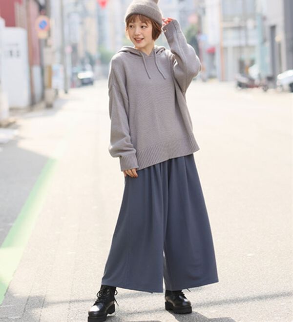 A HAPPY MARILYN（アハッピーマリリン）の「【大きいサイズ】【Ｌ～６Ｌ／選べる丈】【裏起毛】暖かいのに着ぶくれない！身長別で選べる温柔ワイドパンツ（ワイドパンツ・ガウチョ）」｜詳細画像
