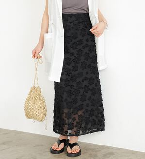 GeeRA（ジーラ）の「フリンジシアージャカードタイトスカート（ロングスカート）」｜詳細画像