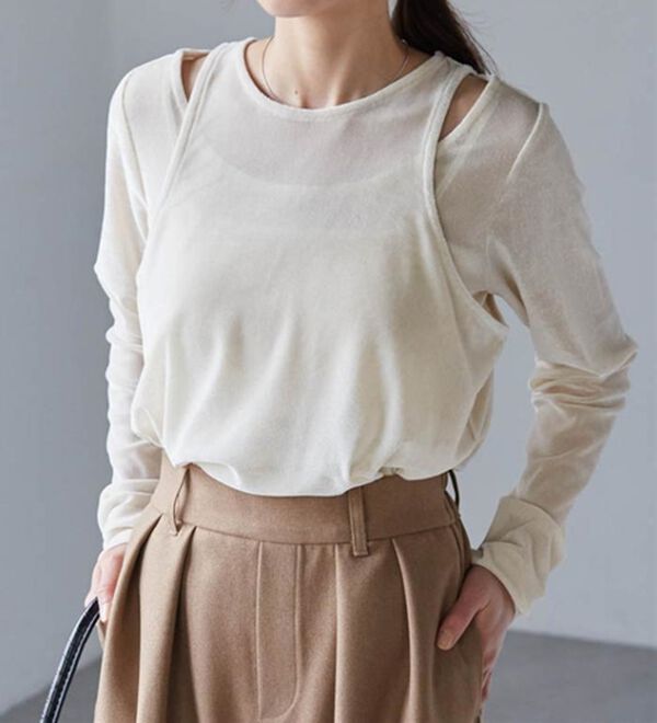 RANAN（ラナン）の「２ＷＡＹレイヤードシアーベロアトップス（カットソー）」｜詳細画像