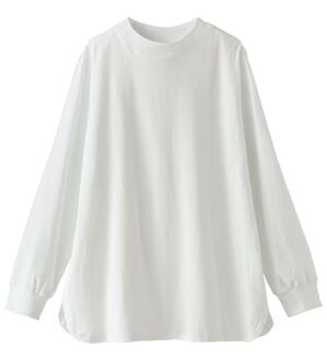 BELLUNA（ベルーナ）の「綿１００腰まわりゆったりリブデザインチュニック（チュニック）」｜オフ白