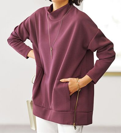 BELLUNA（ベルーナ）の「柔らかとろみ素材裾ジップデザインプルオーバー（カットソー）」