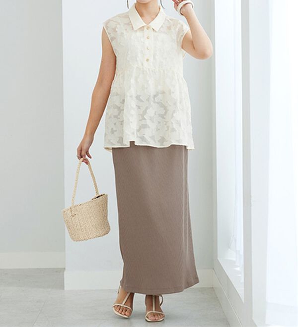 GeeRA（ジーラ）の「【着回し力◎】楽ちんすっきり見え！リブロングスカート（ロングスカート）」｜詳細画像