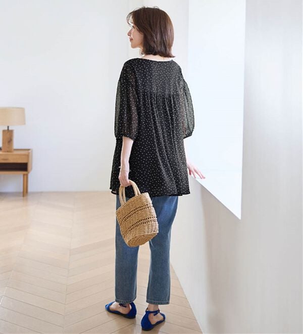 Viola e Viola（ヴィオラ エ ヴィオラ）の「【毎日着たい！】カットソー裏地付シフォンチュニック（チュニック）」｜詳細画像