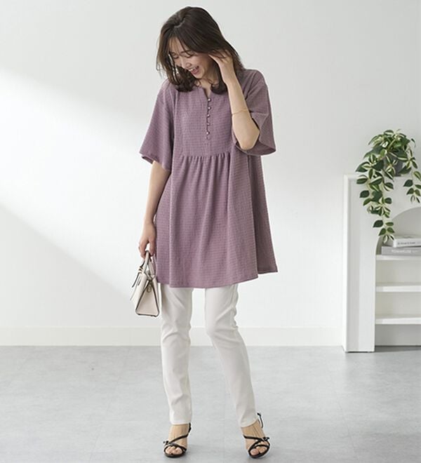 BELLUNA（ベルーナ）の「よく伸びてラク！ポコポコ着やせチュニック（チュニック）」｜詳細画像