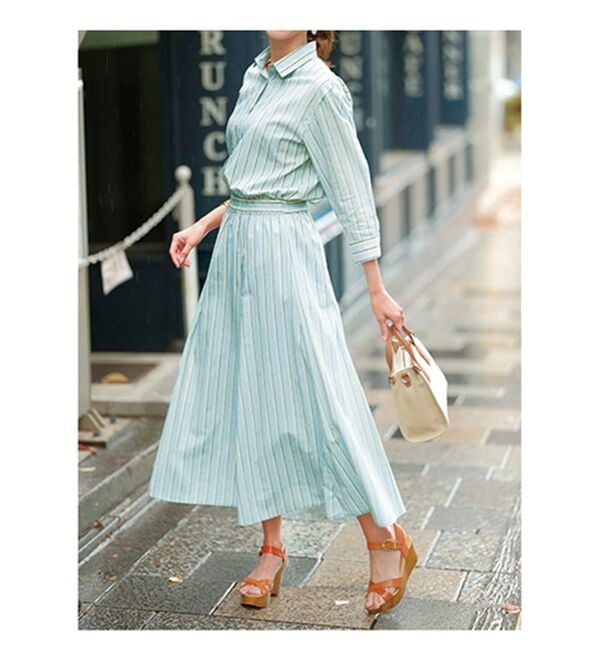 BELLUNA（ベルーナ）の「即コーデ完成！綿１００％ストライプ柄セットアップ（セットアップ）」｜詳細画像