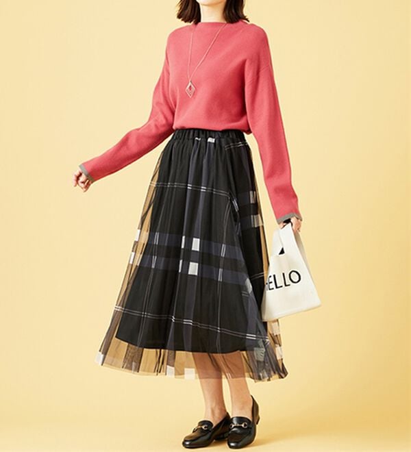 BELLUNA（ベルーナ）の「チュール素材上品プリントフレアースカート（ロングスカート）」｜詳細画像