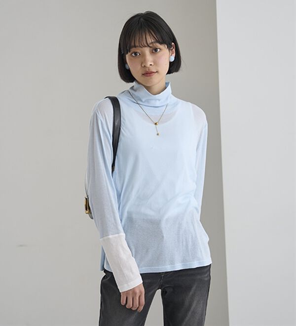 BELLUNA（ベルーナ）の「綿１００％配色シアープルオーバー（カットソー）」｜詳細画像