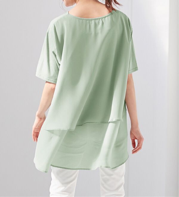alotta（アロッタ）の「【接触冷感】バックシフォン切替チュニック（チュニック）」｜詳細画像