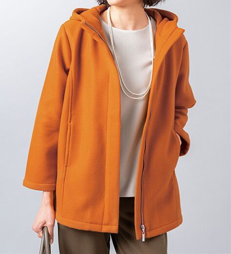 VISARUNO　フード付きハーフコート　LLサイズ　黒　日本製 ラクチンすっきりコート(吸湿発熱機能⁄裏地着脱仕様⁄ステンカラー