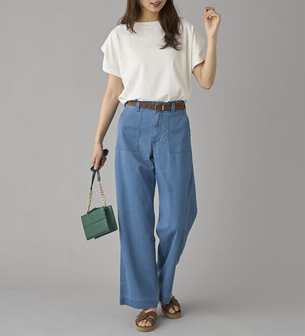 BELLUNA（ベルーナ）の「新感覚！メッシュデニムワイドパンツ（フルレングスパンツ）」｜詳細画像