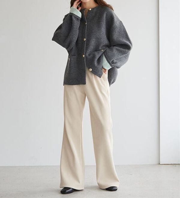 RANAN（ラナン）の「あったか裏ベロアニットコールフレアパンツ（フルレングスパンツ）」｜詳細画像