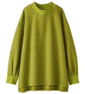 BELLUNA（ベルーナ）の「花柄ふくれジャカードスウェット（カットソー）」｜ライム