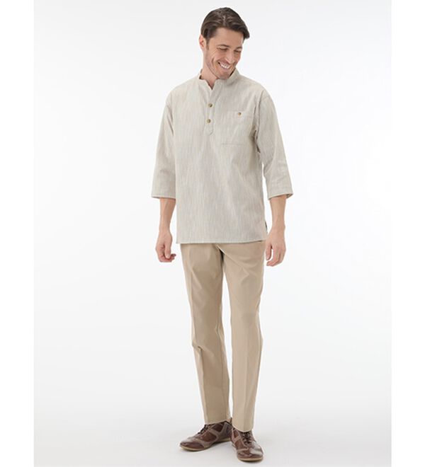 「ざっくり木綿のゆったりリラックスシャツ（メンズシャツ）」｜詳細画像