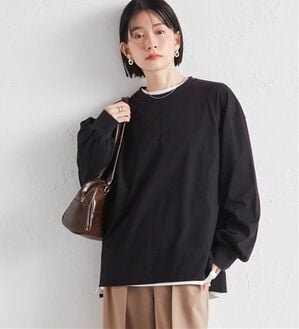 RANAN（ラナン）の「多機能ベーシックオーバーサイズ長袖Tシャツ（Tシャツ）」｜ブラック