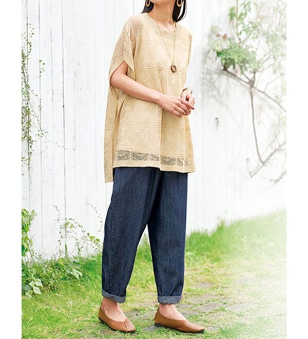 BELLUNA（ベルーナ）の「パッチワーク調透かし編みチュニックベスト（ベスト）」｜詳細画像