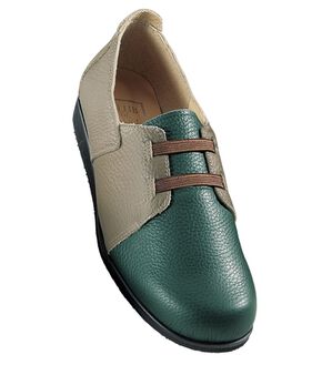 BELLUNA（ベルーナ）の「イタリアンレザー４Ｅゴム紐シューズ（スリッポン）」｜カーキコンビ