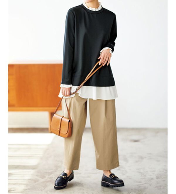 BELLUNA（ベルーナ）の「これ一枚でおしゃれ！重ね着風カットソーチュニック（チュニック）」｜詳細画像