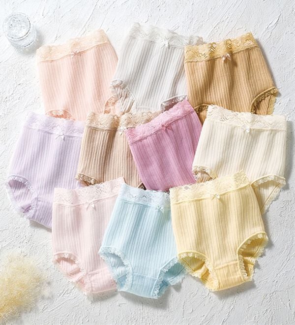 「【１０色組】綿１００％抗菌防臭リブショーツ（ショーツ）」｜10色組