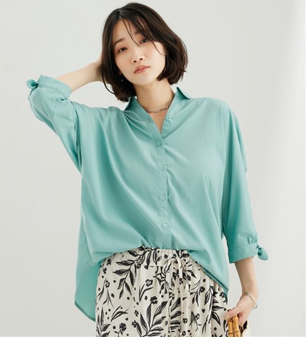 BELLUNA（ベルーナ）の「【吸水速乾】イージーケア！袖リボンシャツチュニック（チュニック）」｜詳細画像