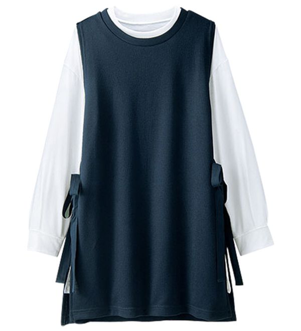 BELLUNA（ベルーナ）の「あぜ素材サイドリボン使いベストアンサンブル（アンサンブル）」｜詳細画像