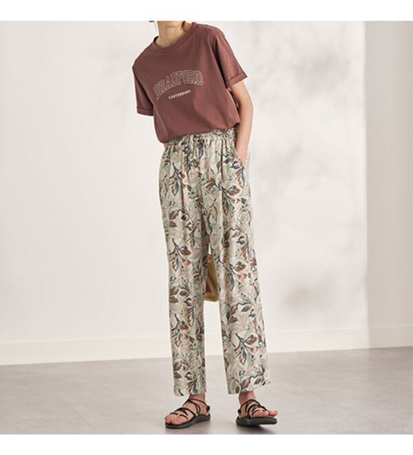 BELLUNA（ベルーナ）の「【接触冷感】レーヨン素材プリントワイドパンツ（ワイドパンツ・ガウチョ）」｜詳細画像