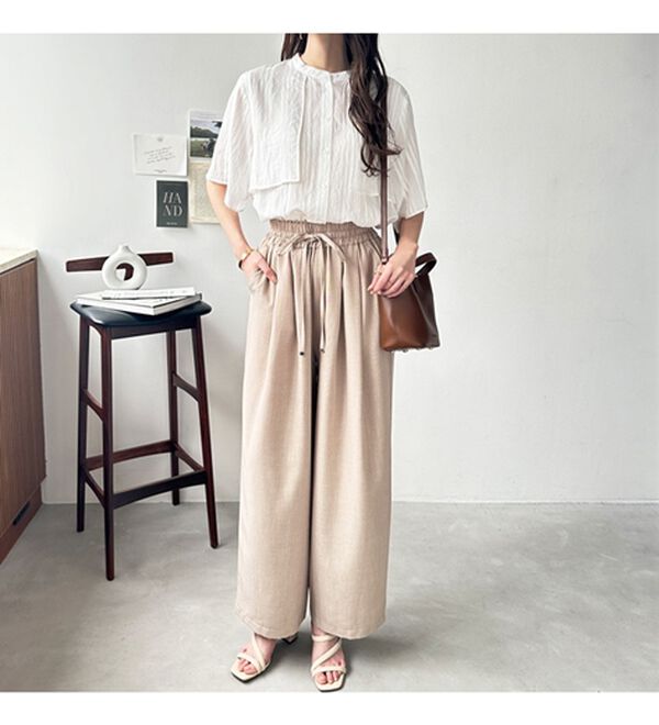 GeeRA（ジーラ）の「バンドカラーシアーストライプシャツ（シャツ）」｜詳細画像