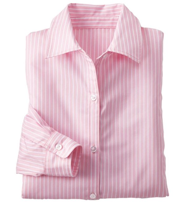 BELLUNA（ベルーナ）の「洗える！ストレッチイージーケアシャツ（シャツ）」｜ピンクストライプ