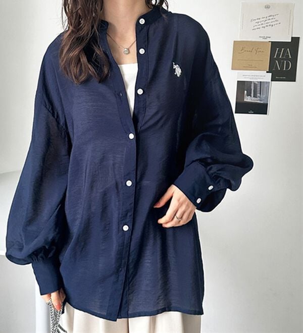 GeeRA（ジーラ）の「【Ｕ．Ｓ．　ＰＯＬＯ　ＡＳＳＮ．】バンドカラーシアーシャツ（シャツ）」｜詳細画像