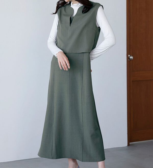 機能付！ベスト×キャミワンピースアンサンブル - ベルーナ【公式】