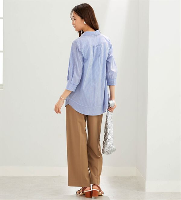 BELLUNA（ベルーナ）の「サラリ快適！ギャザー使いシャツチュニック（チュニック）」｜詳細画像