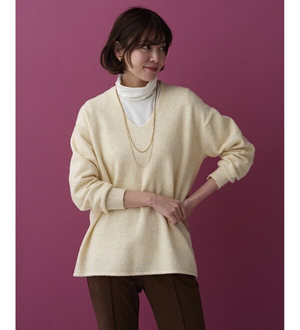 BELLUNA（ベルーナ）の「インナーに合わせるウール入りニットプルオーバー（ニット・セーター）」｜詳細画像