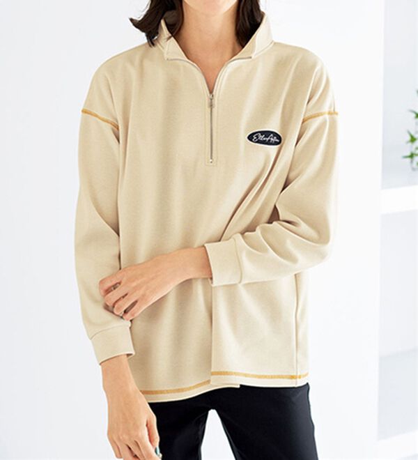 BELLUNA（ベルーナ）の「＜ＥＬＬＥ　Ａｃｔｉｖｅ＞ハーフジッププルオーバー（カットソー）」｜詳細画像