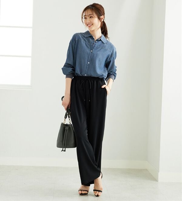 BELLUNA（ベルーナ）の「シャリさら！快適ドロストワイドパンツ（ワイドパンツ・ガウチョ）」｜詳細画像