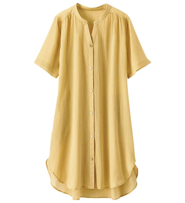 BELLUNA（ベルーナ）の「綿１００％楊柳素材スキッパー半袖ワンピース（その他ワンピース）」｜詳細画像