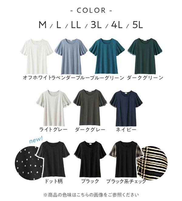 Viola e Viola（ヴィオラ エ ヴィオラ）の「【５つの機能付】袖シフォンゆるＴシャツ（Tシャツ）」｜詳細画像