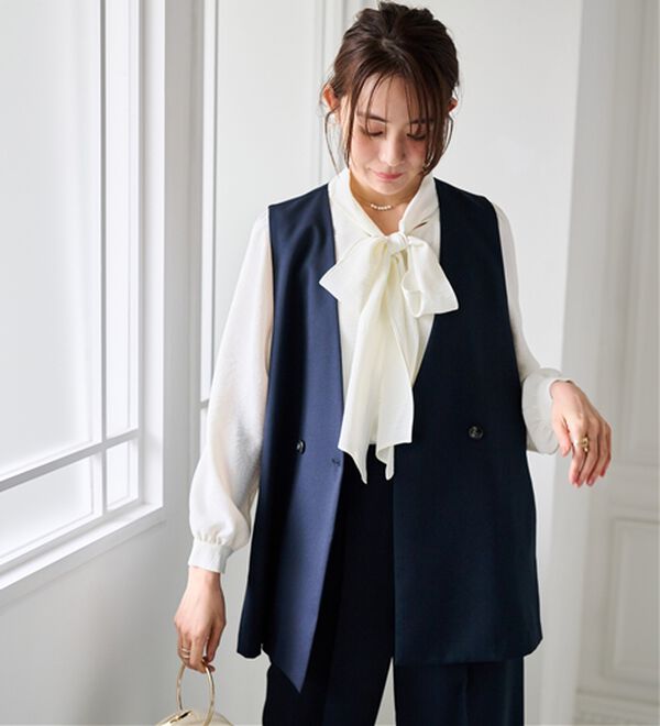 RANAN（ラナン）の「【２点セット】洗える！多機能バックフリルベストセットアップ（パンツスーツ）」｜詳細画像