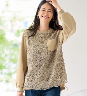 BELLUNA（ベルーナ）の「オーバーレースポケット付トレーナー（カットソー）」｜詳細画像
