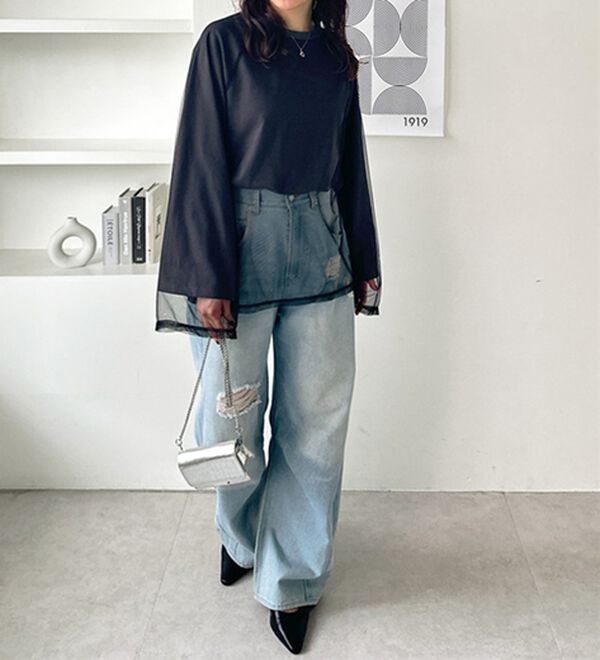 GeeRA（ジーラ）の「チュールレイヤードロンＴ（Tシャツ）」｜詳細画像