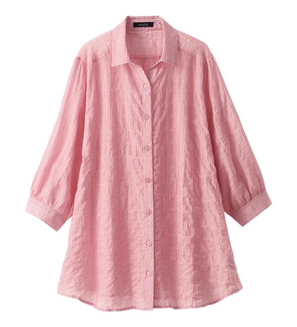 BELLUNA（ベルーナ）の「綿混テンセルぽこぽこシアーシャツチュニック（チュニック）」｜詳細画像